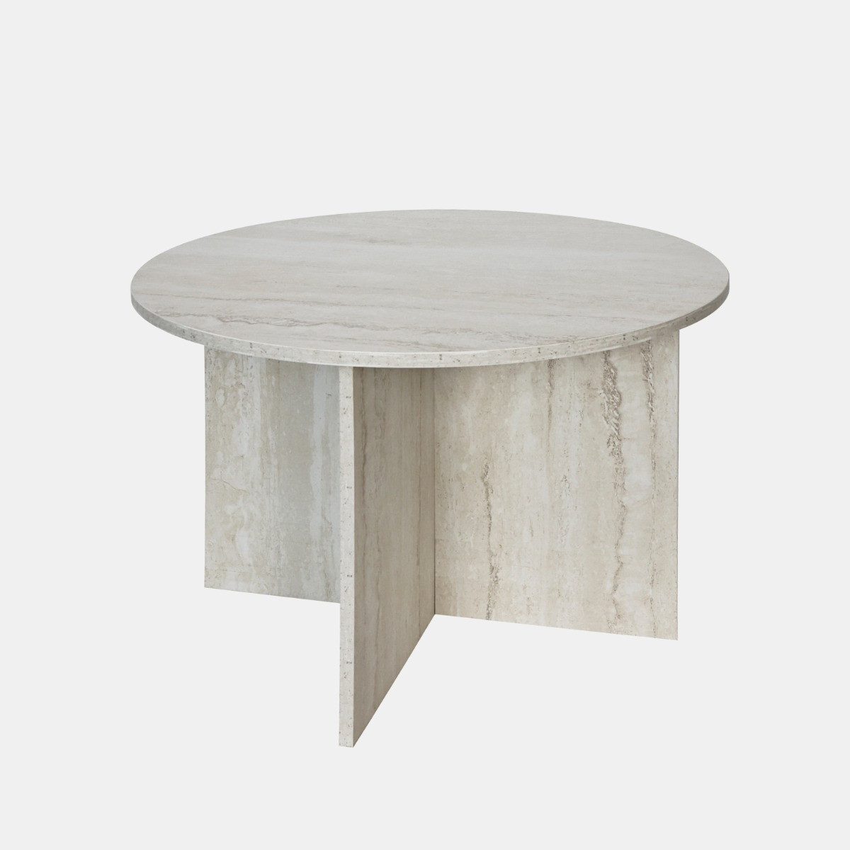 OHS Round Travertine Effect Coffee Table - Natural>