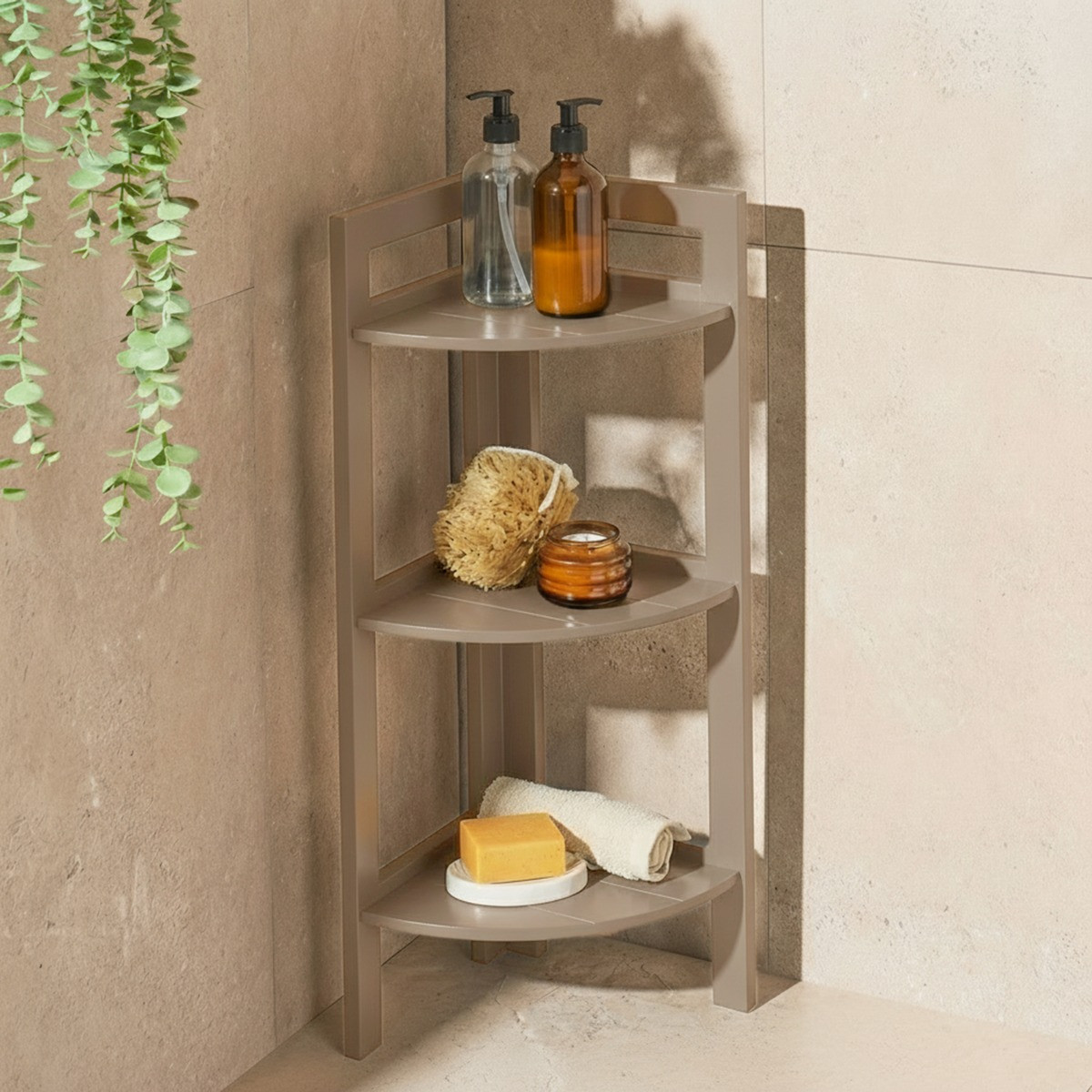 OHS 3-Tier Corner Shelving Unit - Natural>