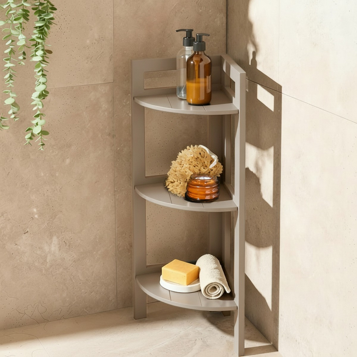 OHS 3-Tier Corner Shelving Unit - Natural>