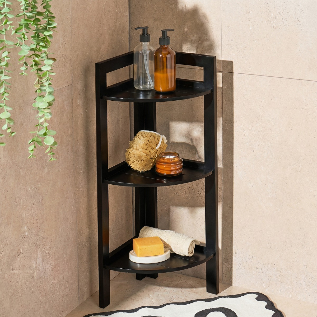 OHS 3-Tier Corner Shelving Unit - Black>