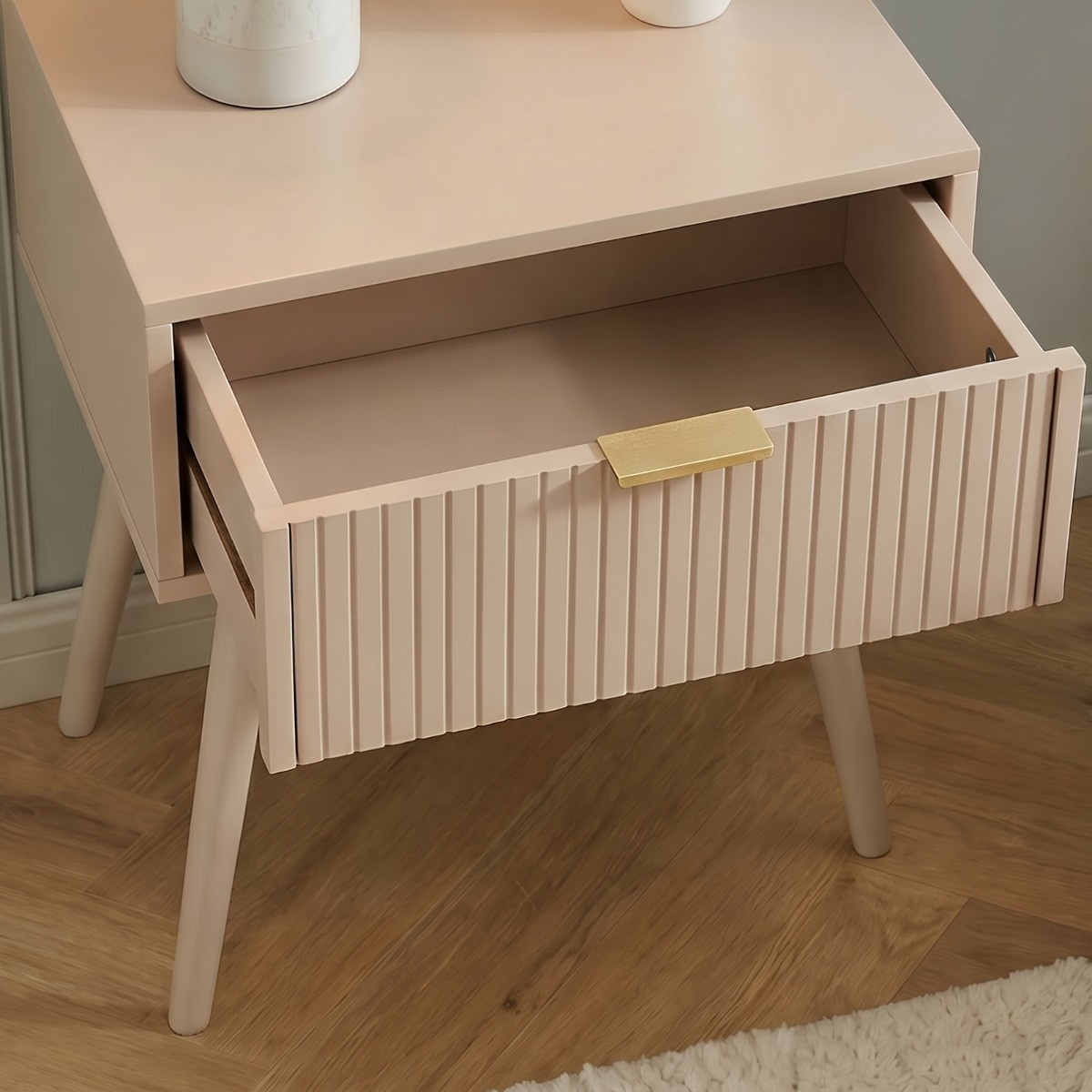 OHS Venice Ribbed Bedside Table - Natural>
