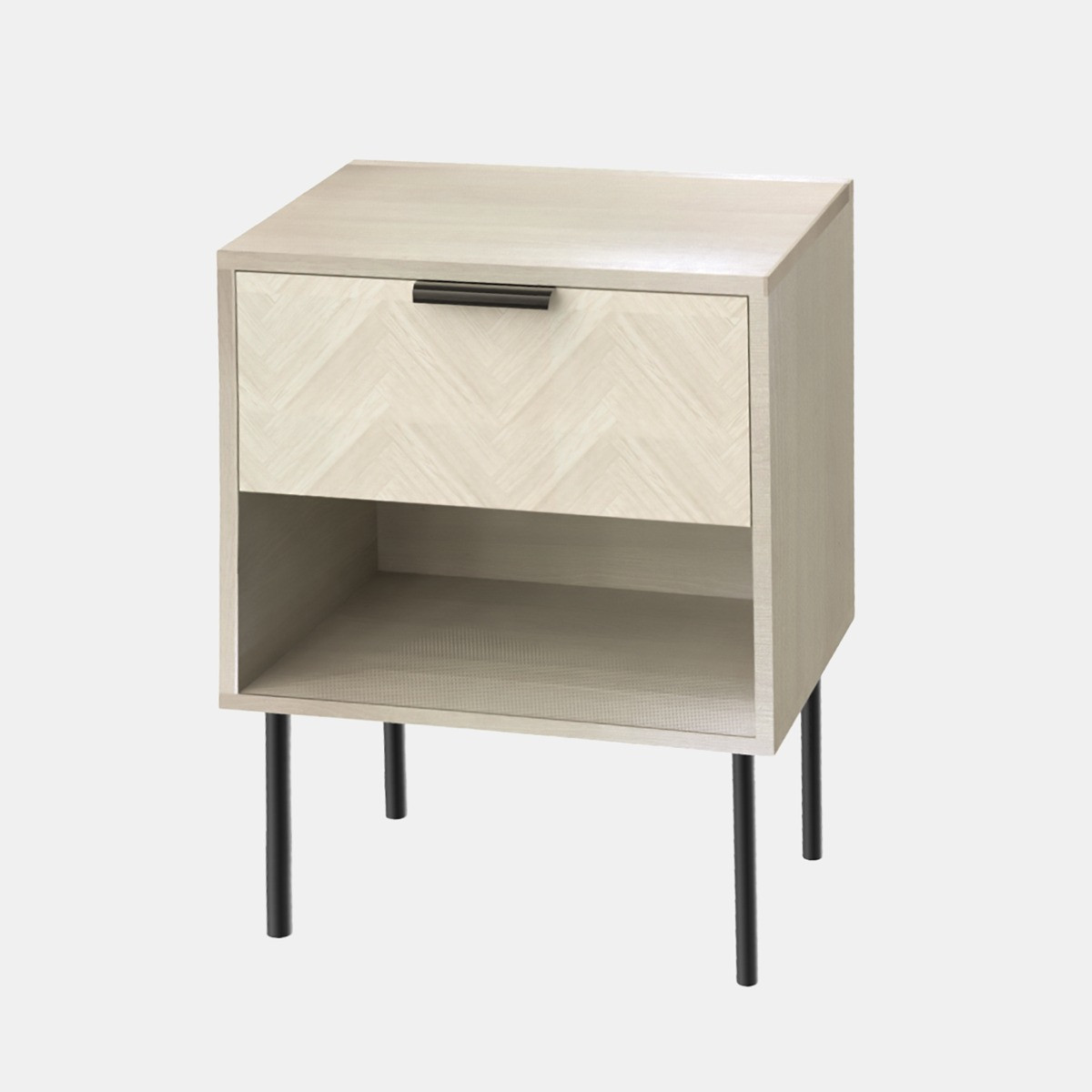 OHS Chevron 1-Drawer Bedside Table - Stone Wash>
