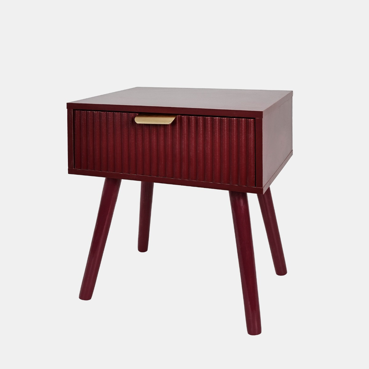 OHS Ribbed 1-Drawer Bedside Table - Dark Berry>