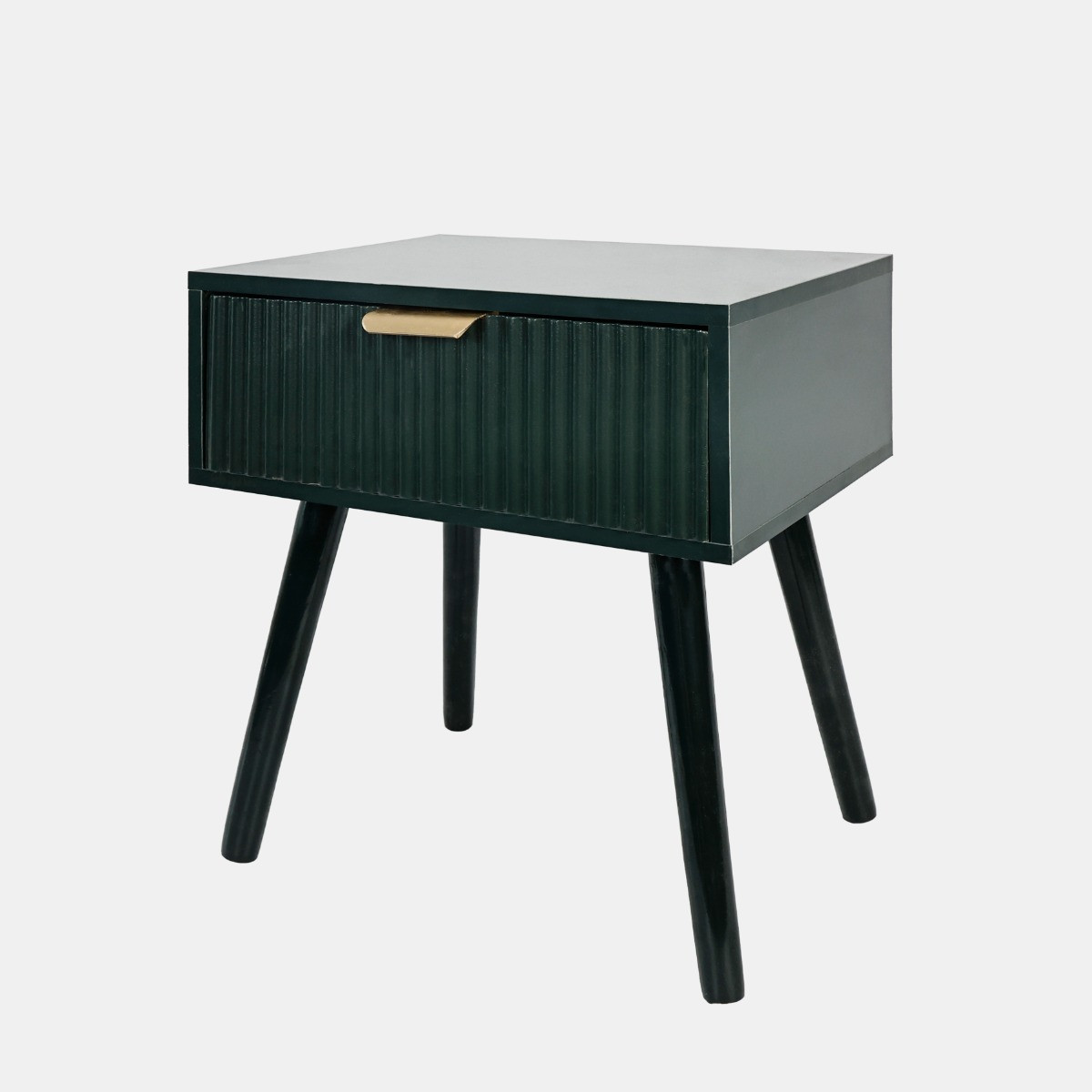 OHS Ribbed 1-Drawer Bedside Table - Deep Forest Green>