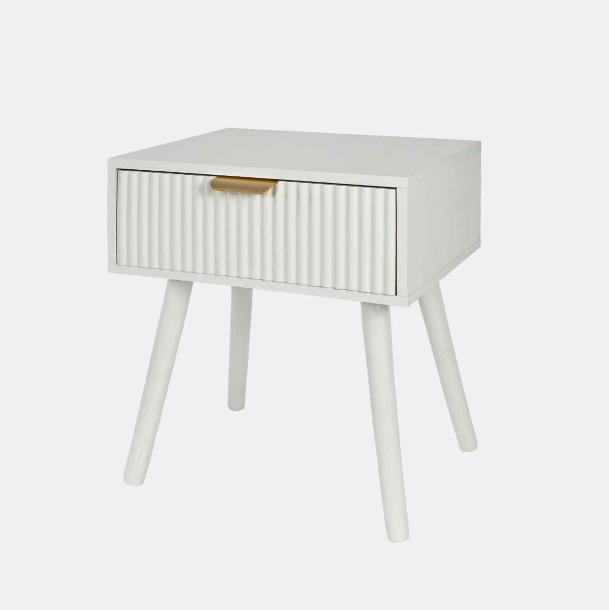 OHS Ribbed 1-Drawer Bedside Table - Cream>