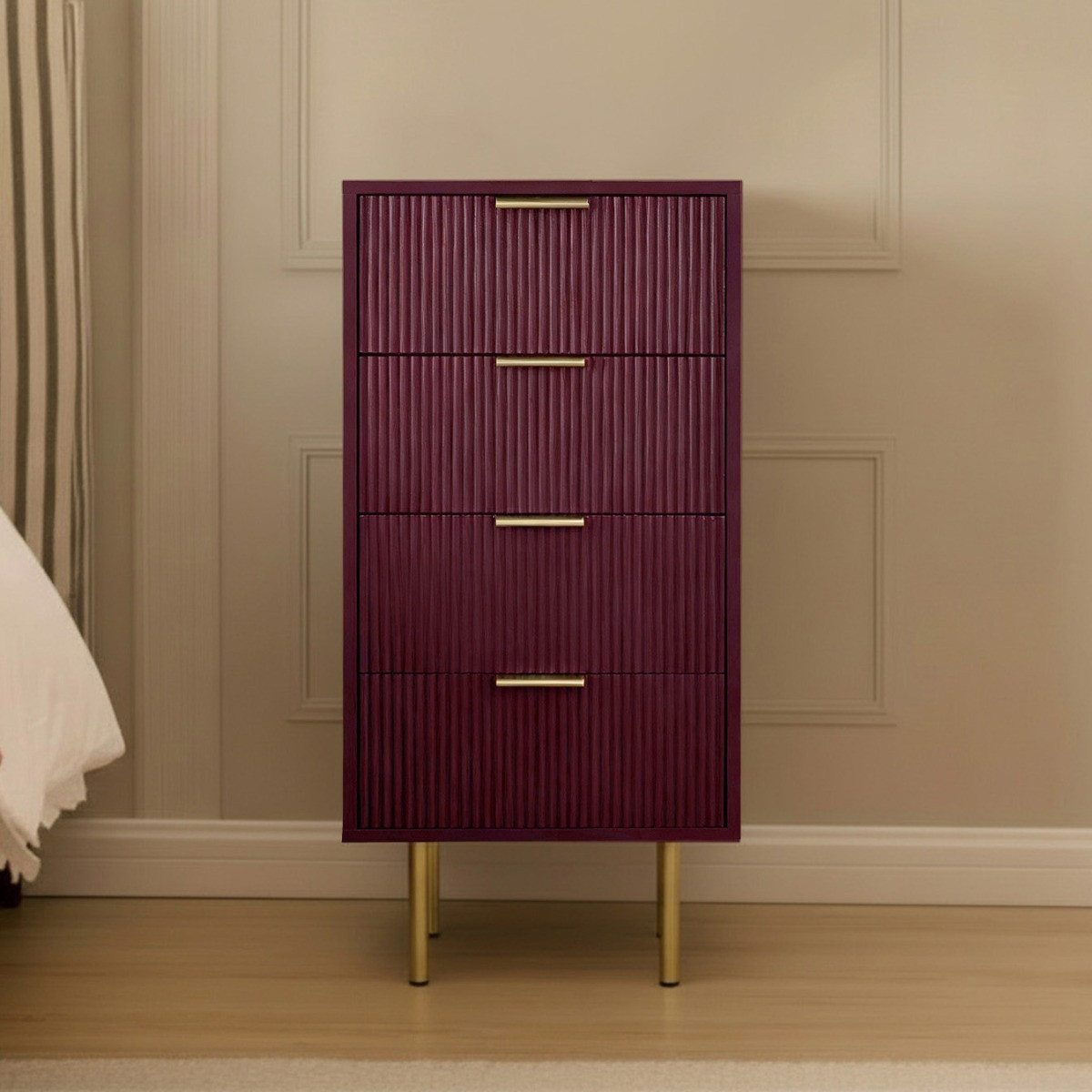OHS Ribbed 4-Drawer Unit - Dark Berry>