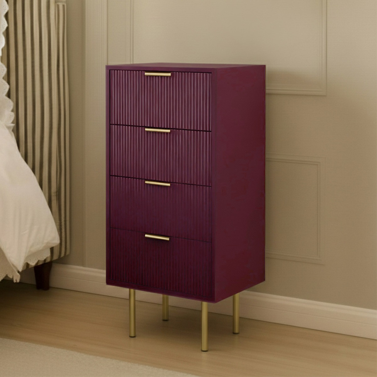 OHS Ribbed 4-Drawer Unit - Dark Berry>