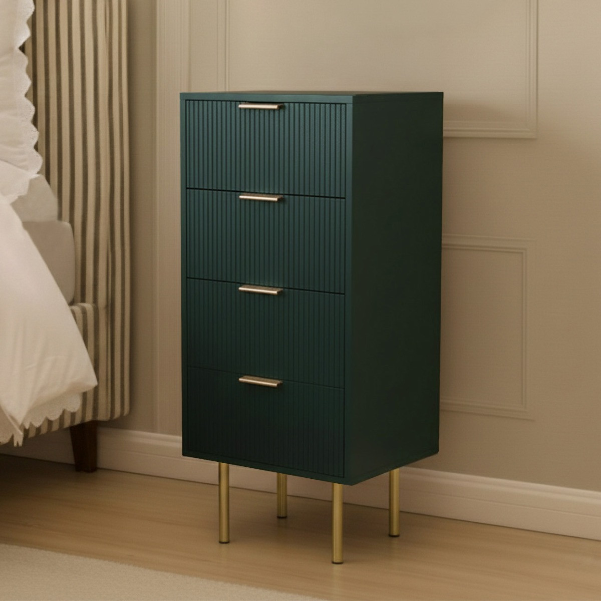 OHS Ribbed 4-Drawer Unit - Deep Forest Green>