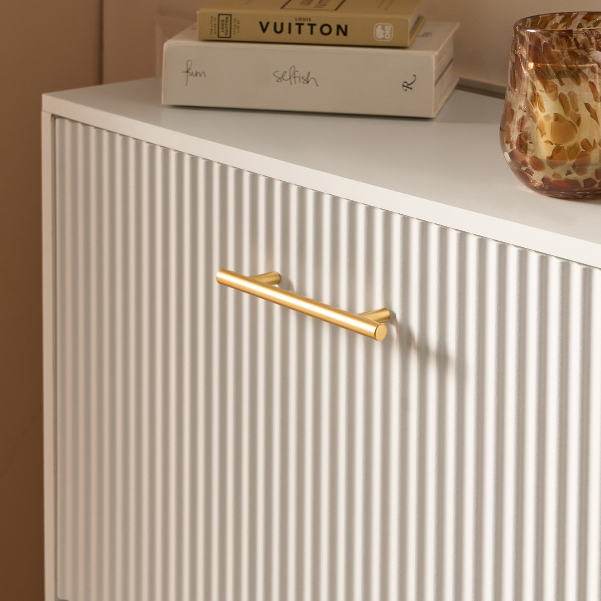 OHS Ribbed 2-Drawer Shoe Cabinet - White>