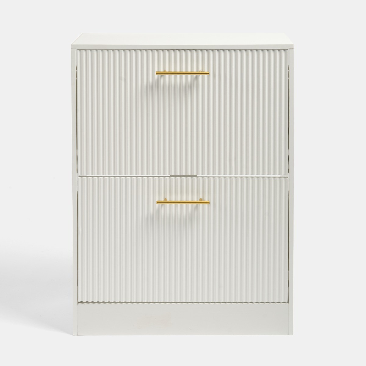 OHS Ribbed 2-Drawer Shoe Cabinet - White>
