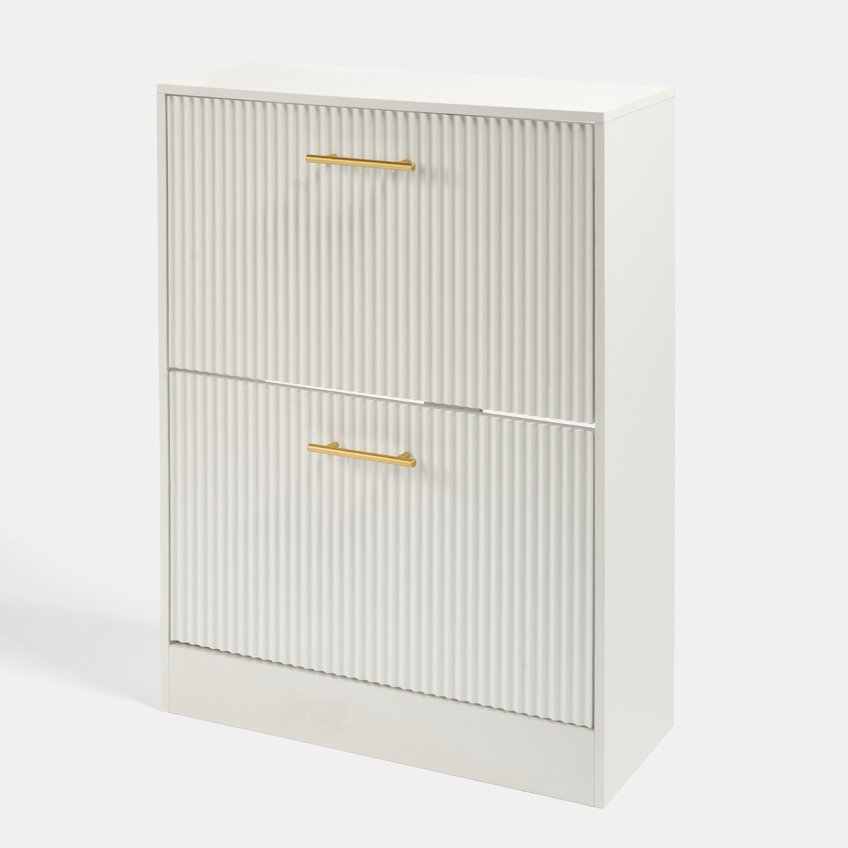 OHS Ribbed 2-Drawer Shoe Cabinet - White>