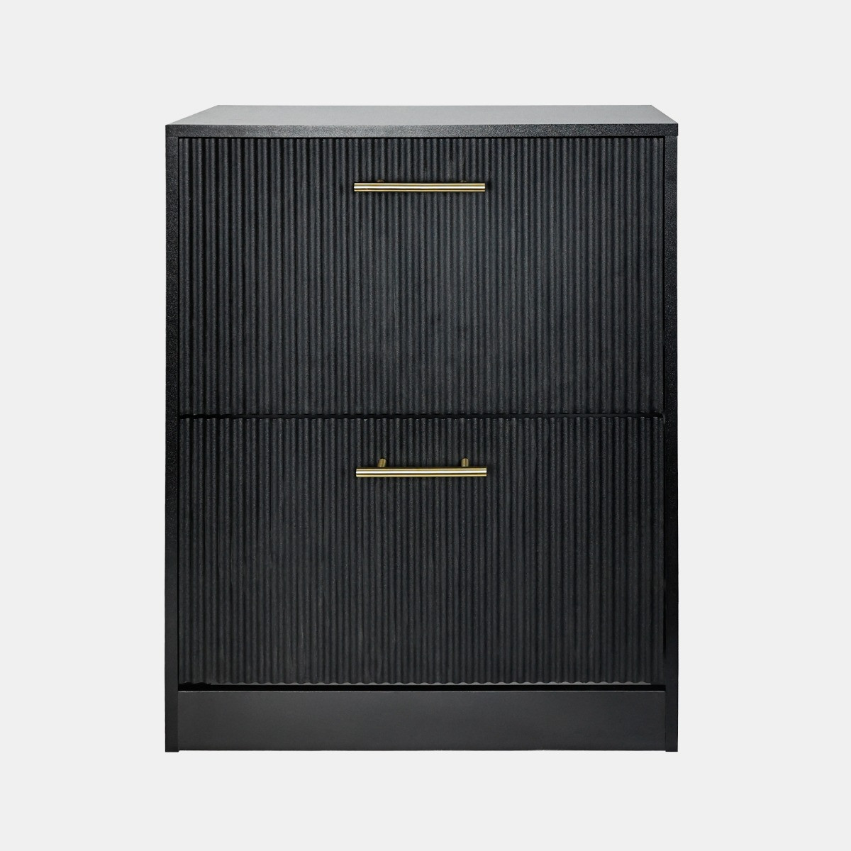OHS Ribbed 2-Drawer Shoe Cabinet - Black>