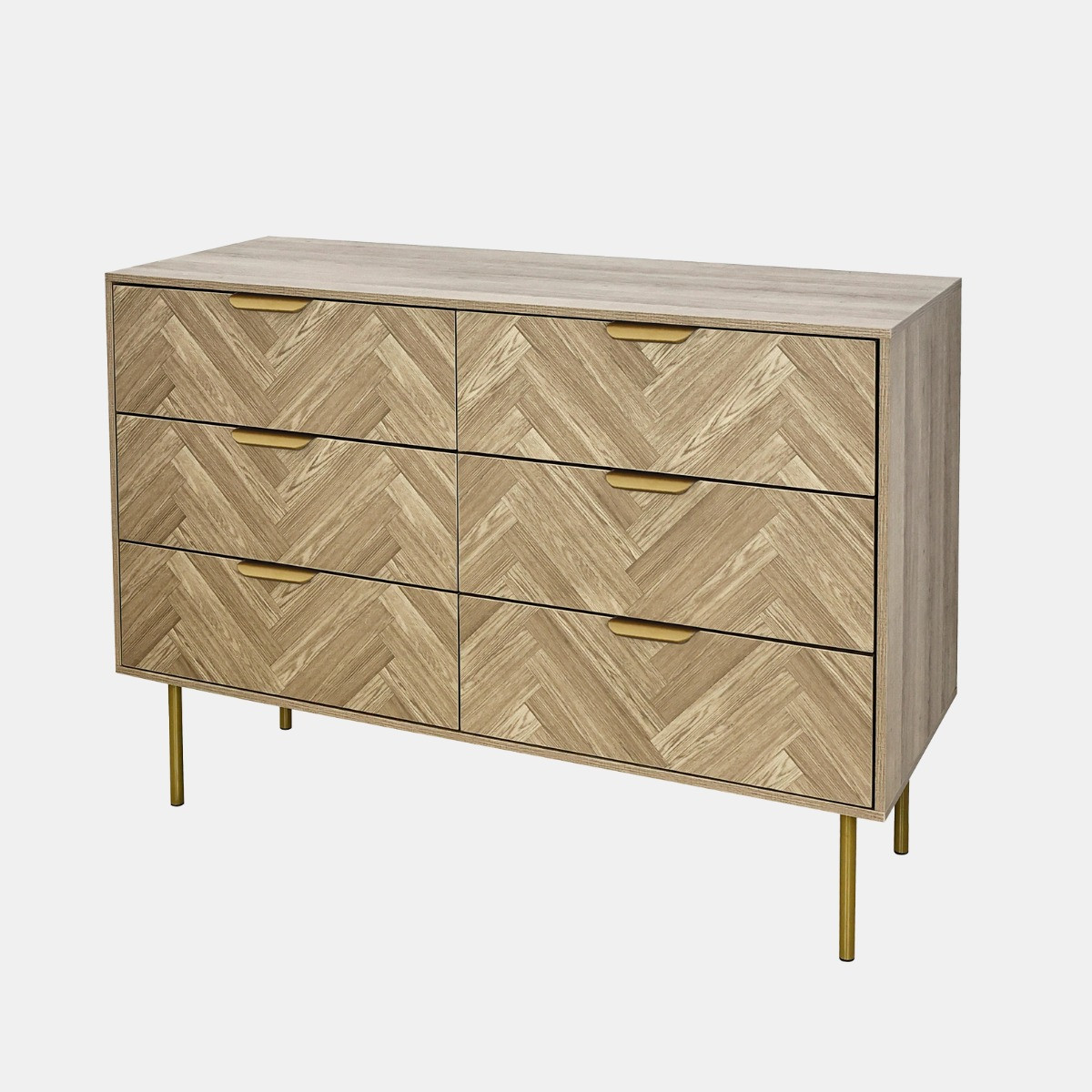 OHS Chevron 6-Drawer Unit - Light Wood>