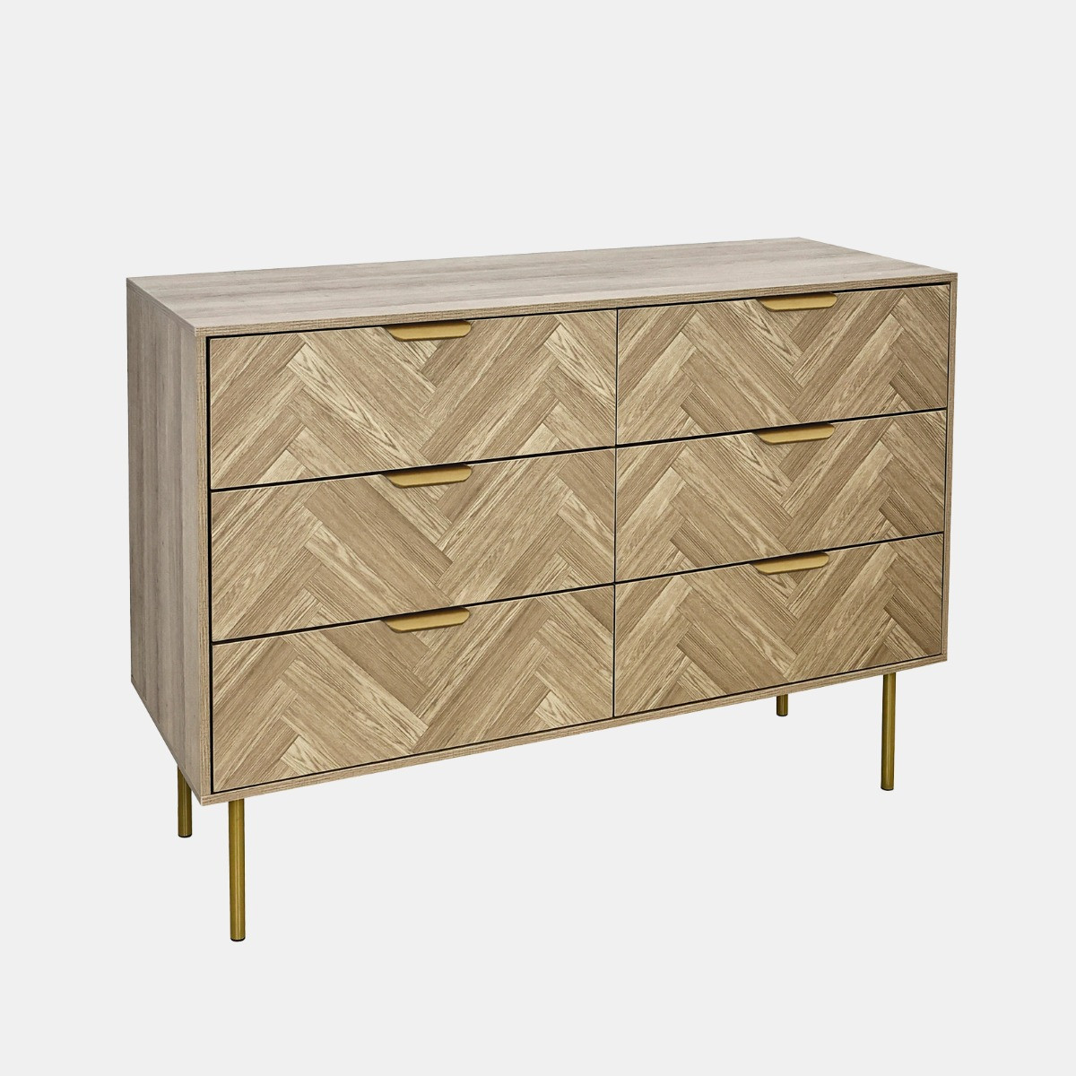 OHS Chevron 6-Drawer Unit - Light Wood>
