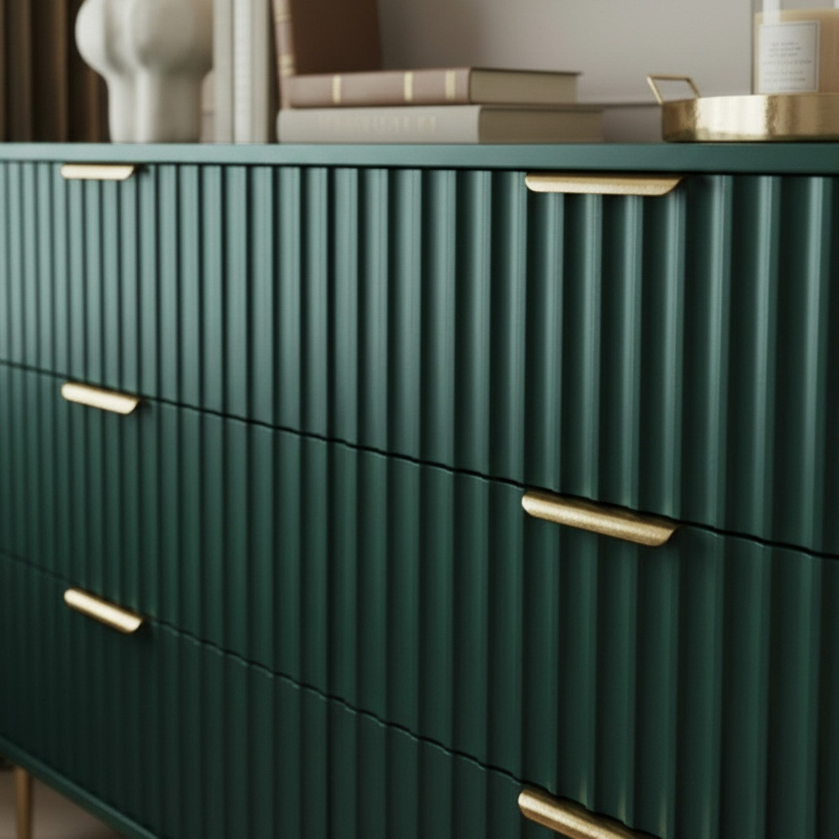OHS Ribbed 6-Drawer Unit - Deep Forest Green>