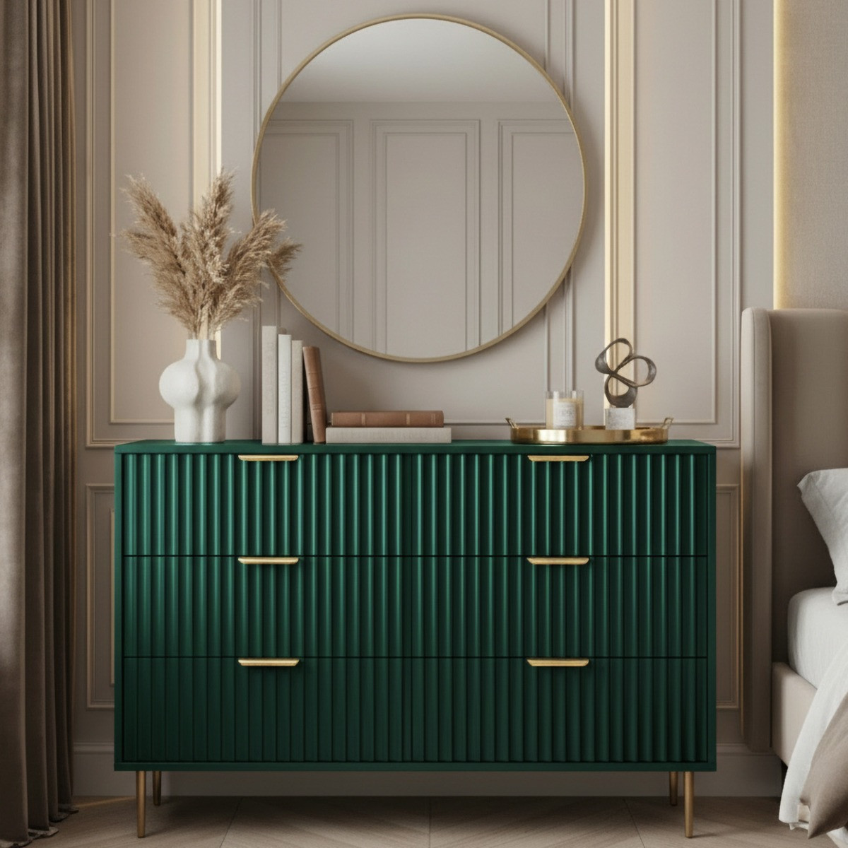 OHS Ribbed 6-Drawer Unit - Deep Forest Green>
