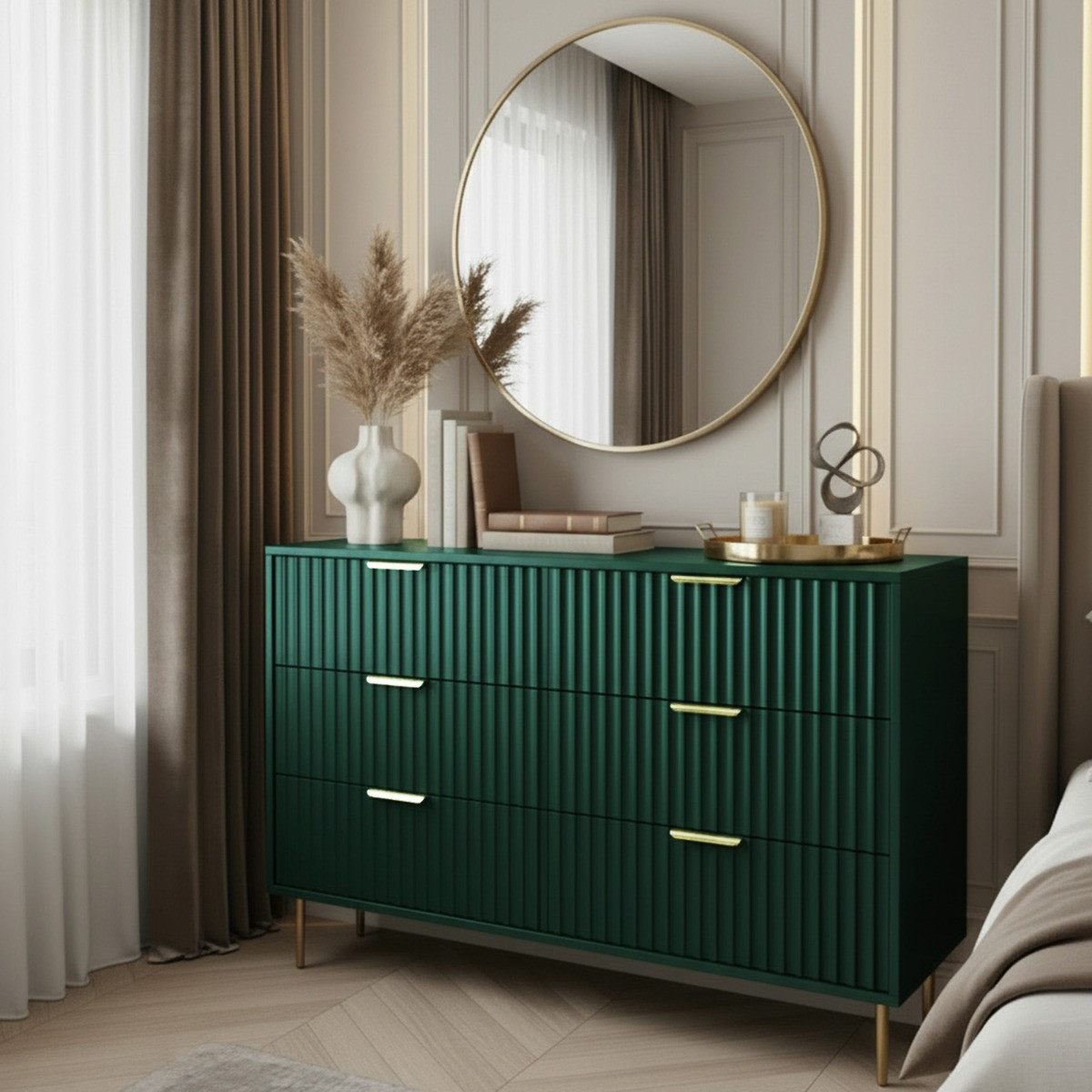 OHS Ribbed 6-Drawer Unit - Deep Forest Green>