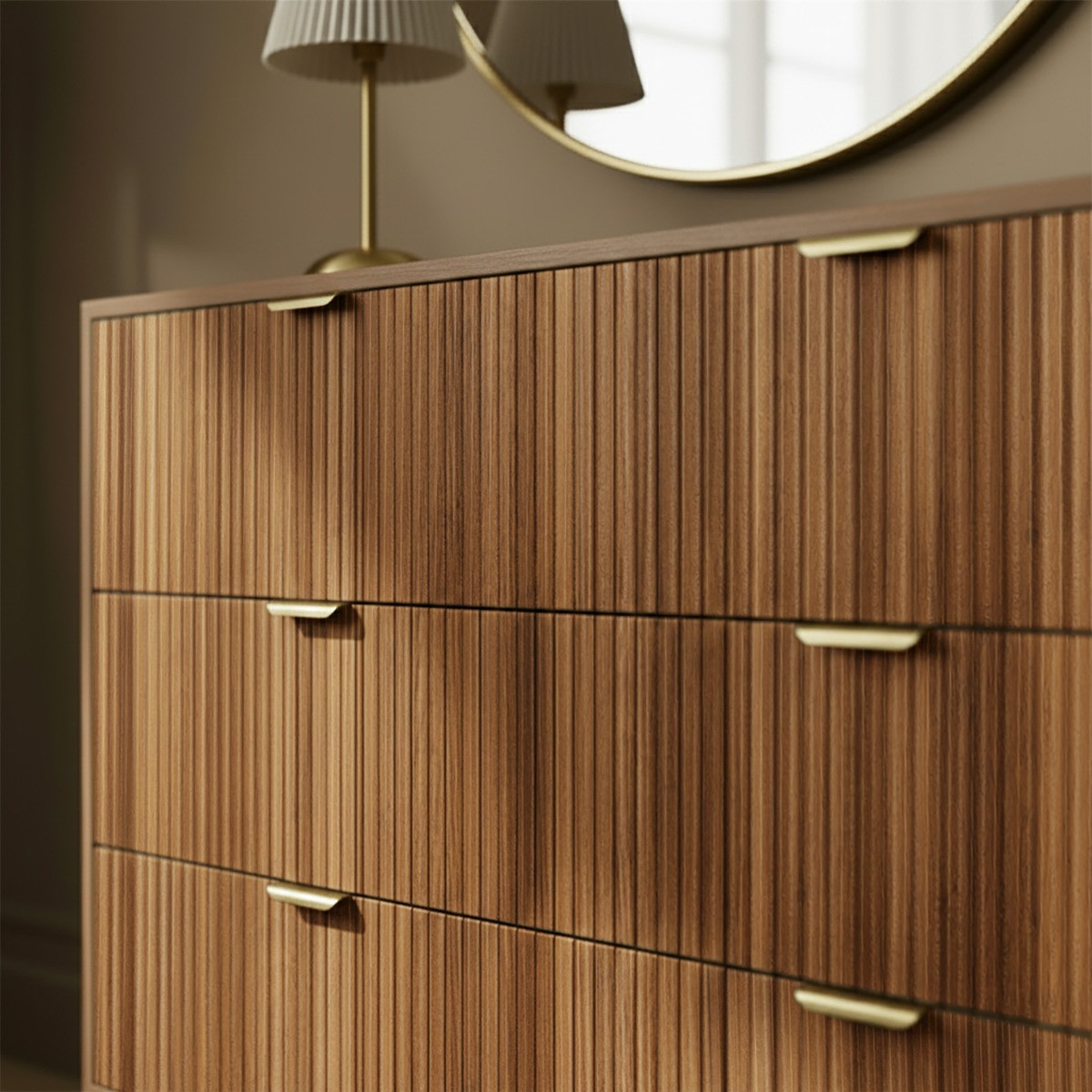 OHS Ribbed 6-Drawer Unit - Medium Wood>