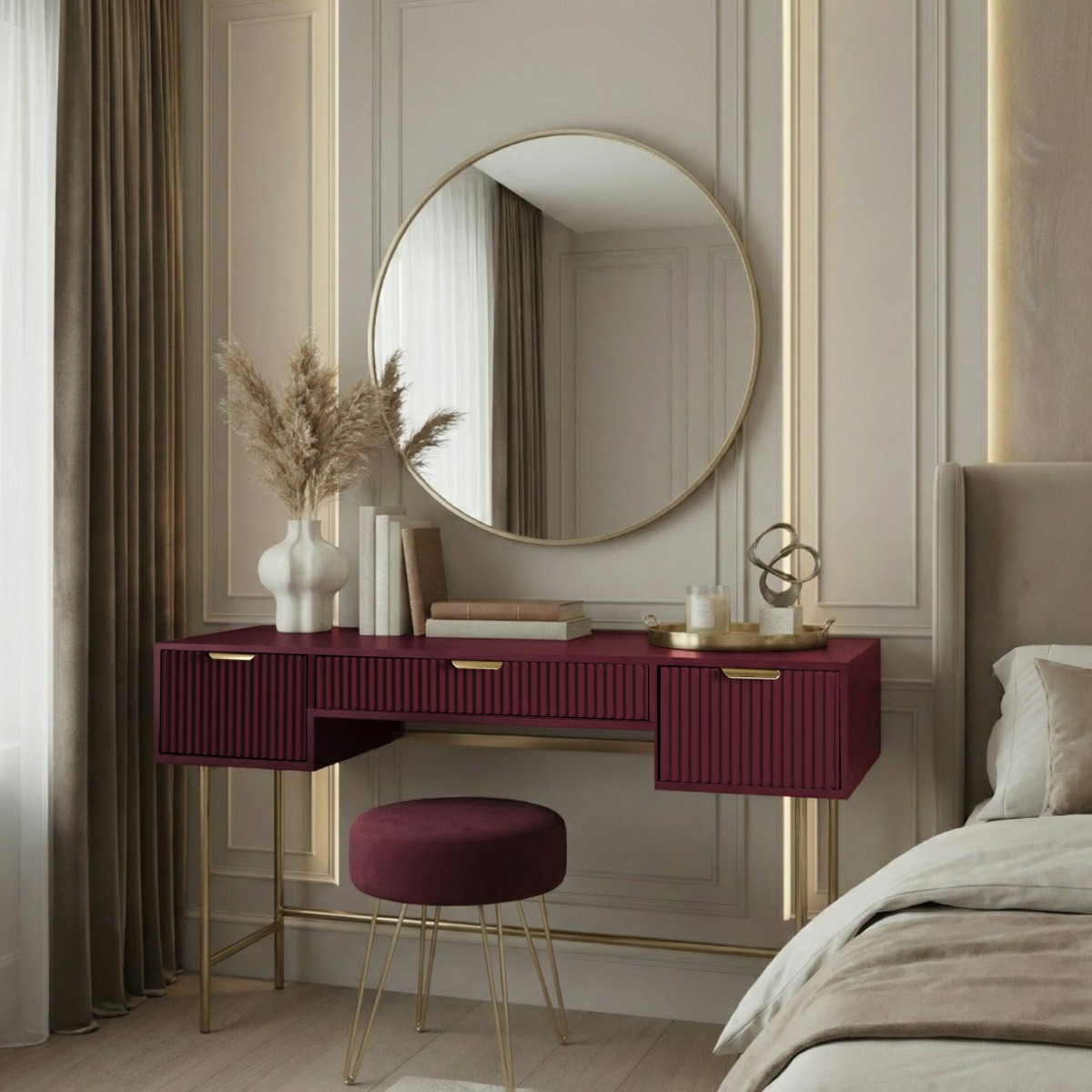 OHS Ribbed Dressing Table - Dark Berry>