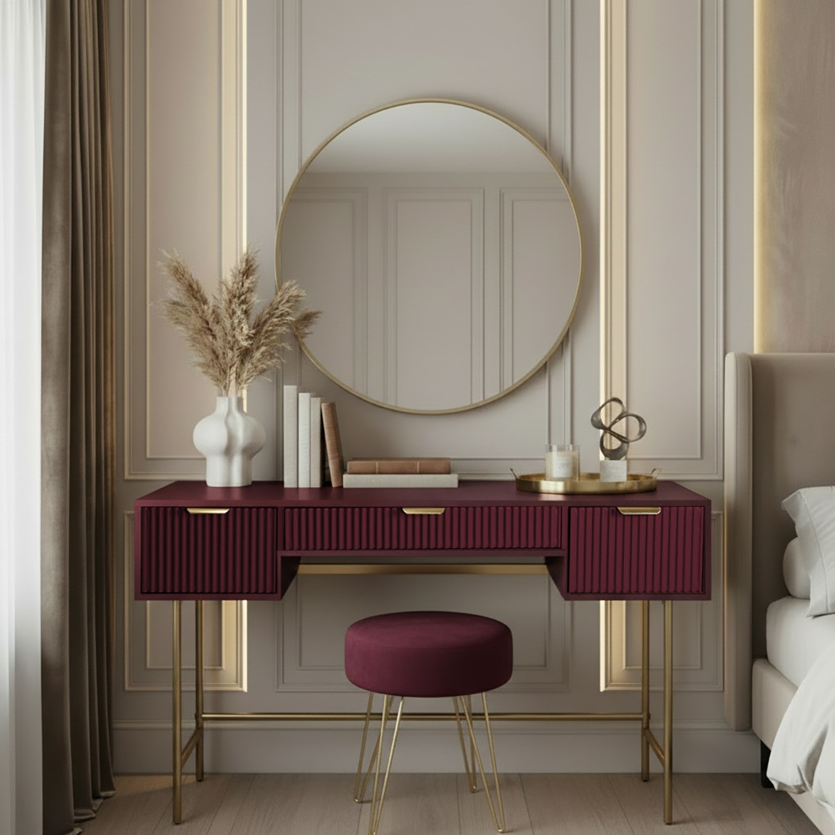 OHS Ribbed Dressing Table - Dark Berry>