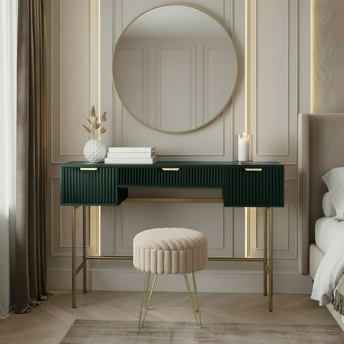 OHS Ribbed Dressing Table - Deep Forest Green>