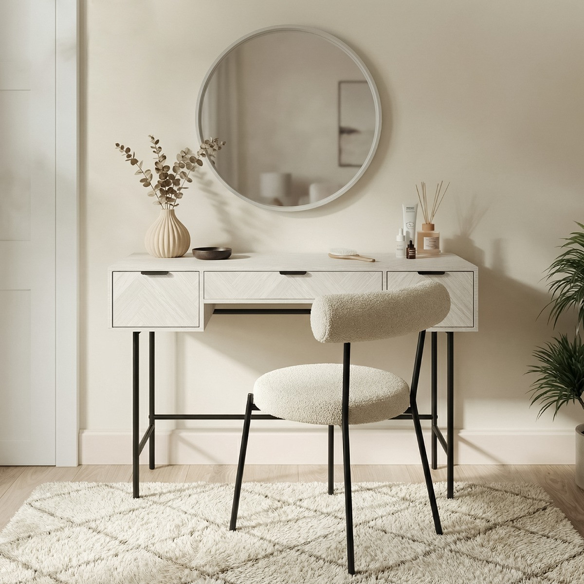 OHS Chevron Dressing Table - Stone Wash>