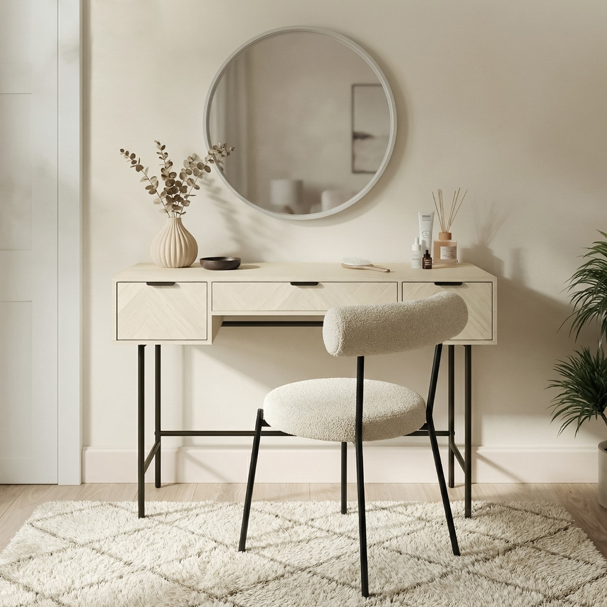 OHS Chevron Dressing Table - Stone Wash>