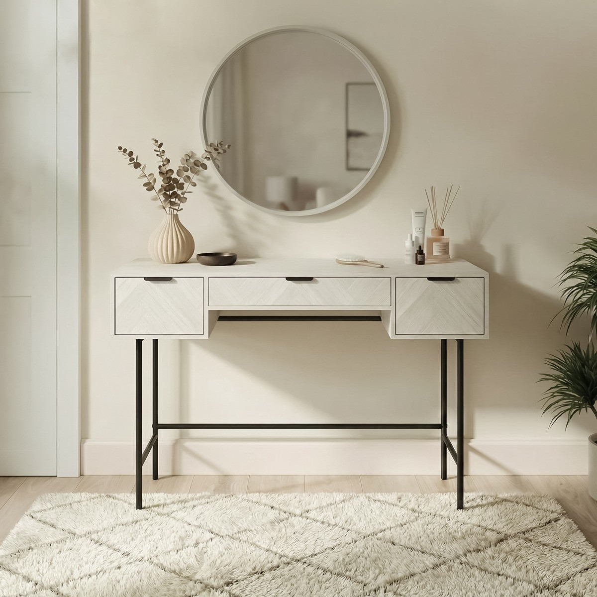 OHS Chevron Dressing Table - Stone Wash>