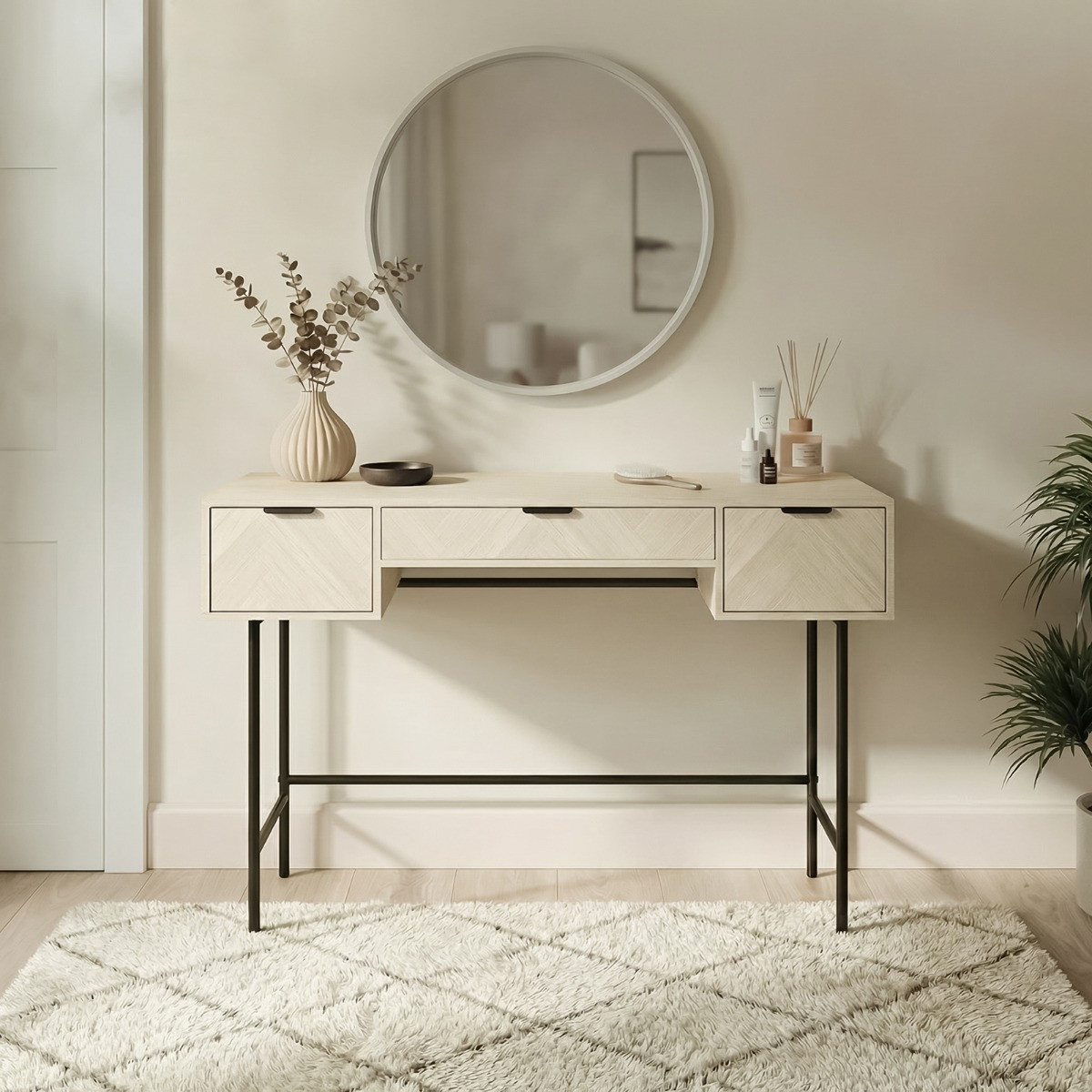 OHS Chevron Dressing Table - Stone Wash>