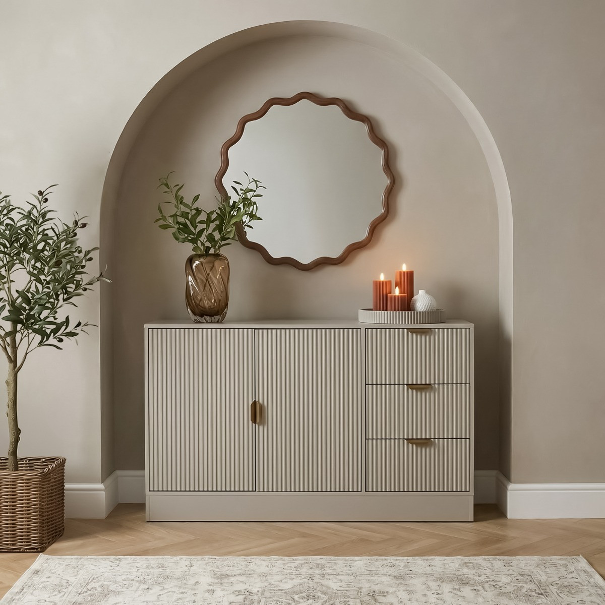 OHS Solid Ribbed Sideboard - Natural>