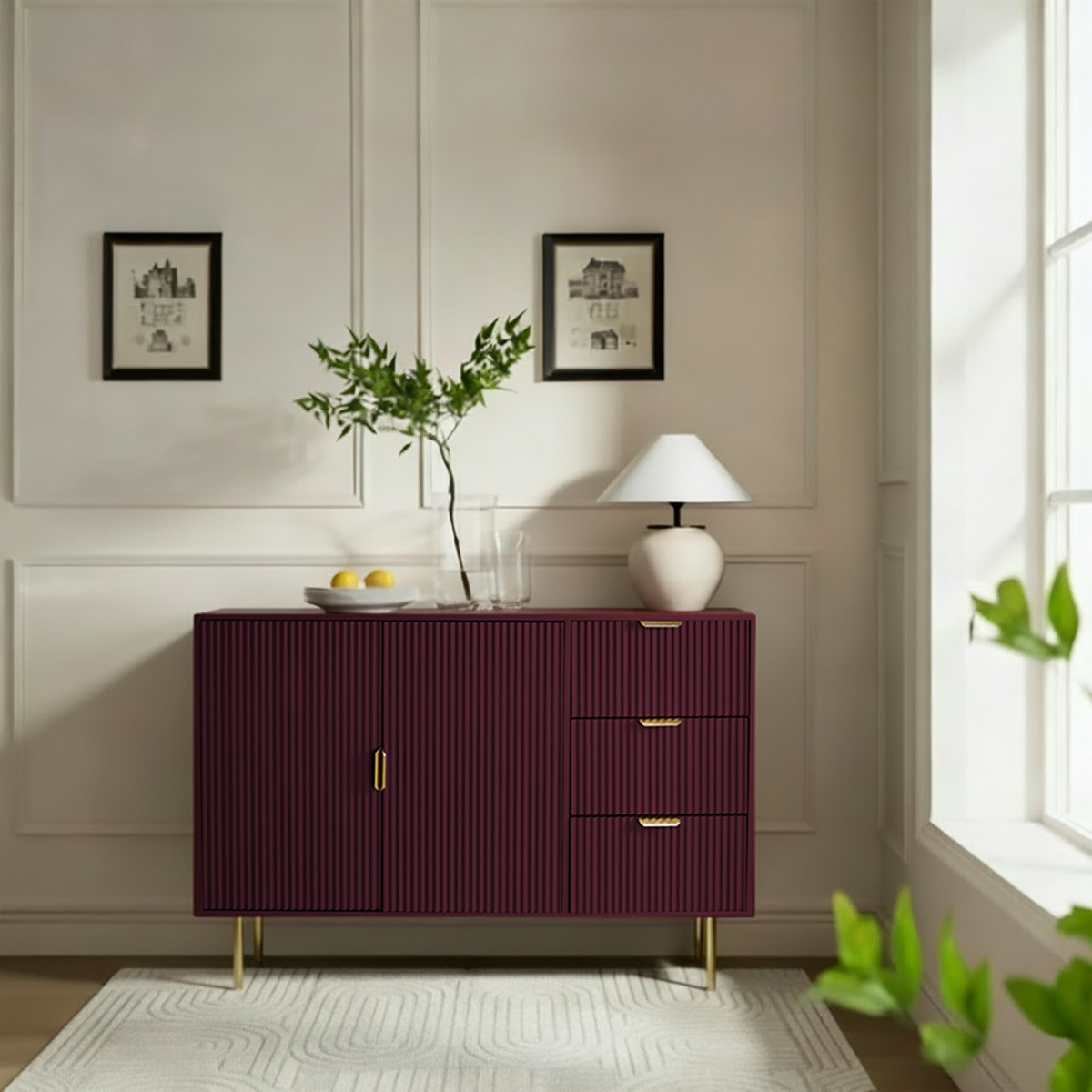 OHS Ribbed Sideboard - Dark Berry>