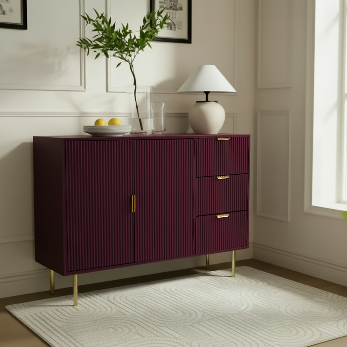 OHS Ribbed Sideboard - Dark Berry>