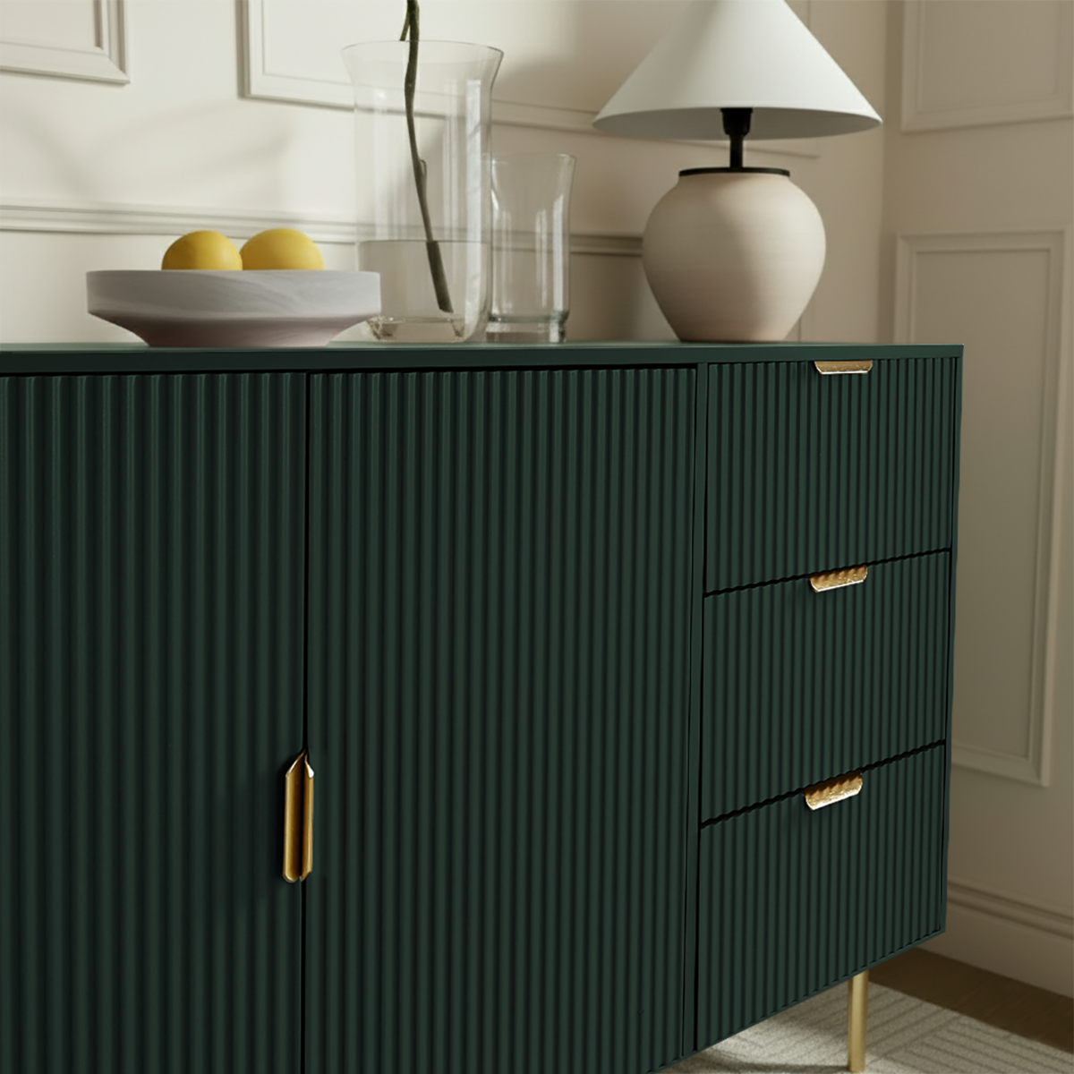 OHS Ribbed Sideboard - Deep Forest Green>