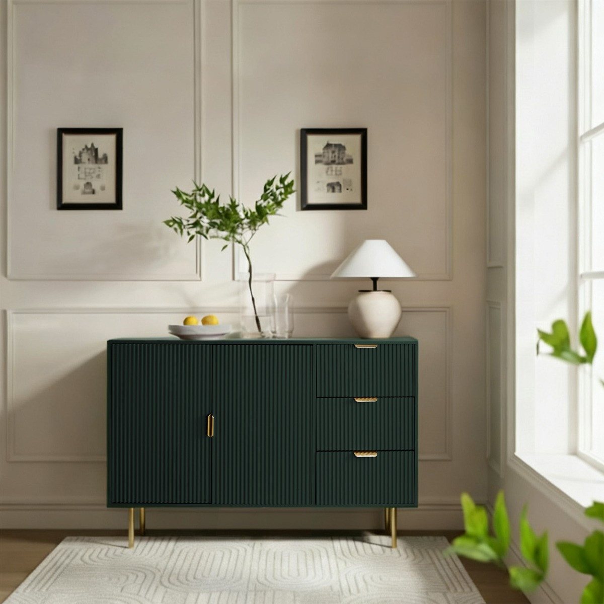 OHS Ribbed Sideboard - Deep Forest Green>