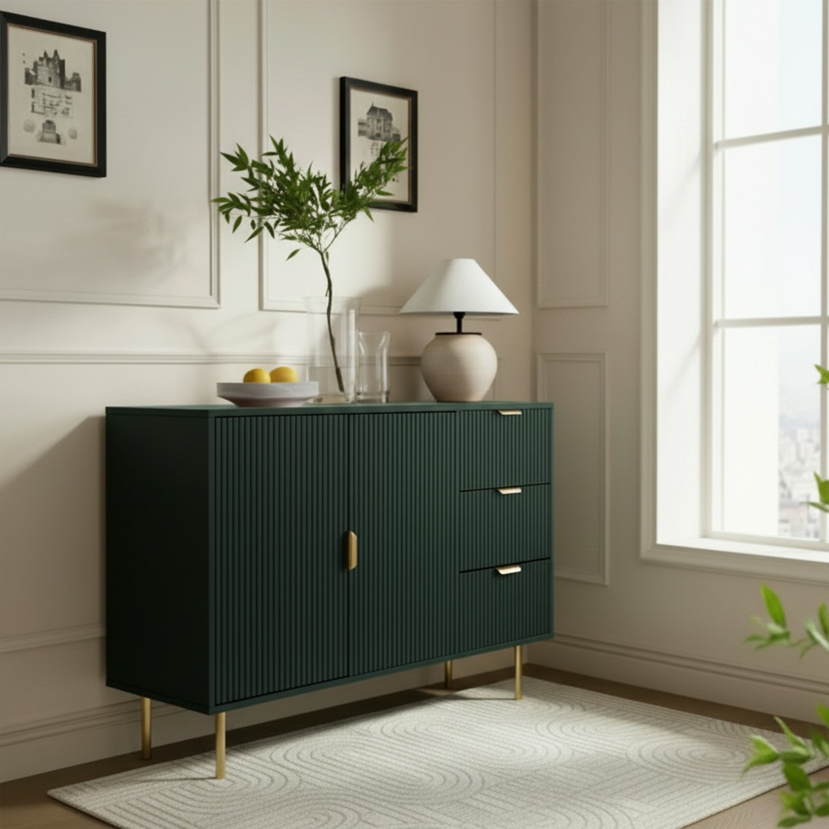 OHS Ribbed Sideboard - Deep Forest Green>