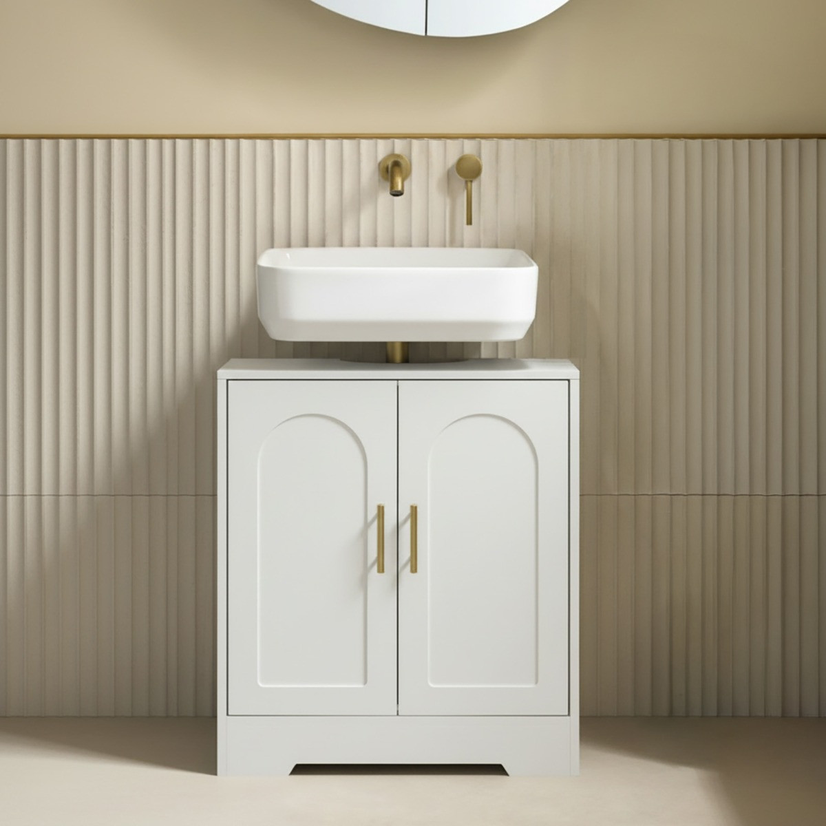 OHS Arched Under Sink Unit - White>