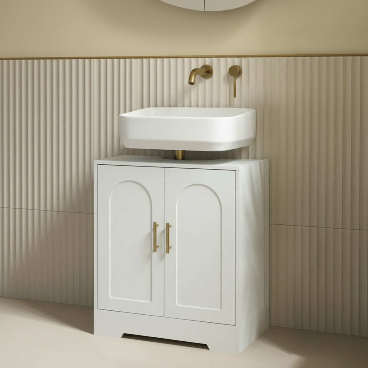 OHS Arched Under Sink Unit - White>