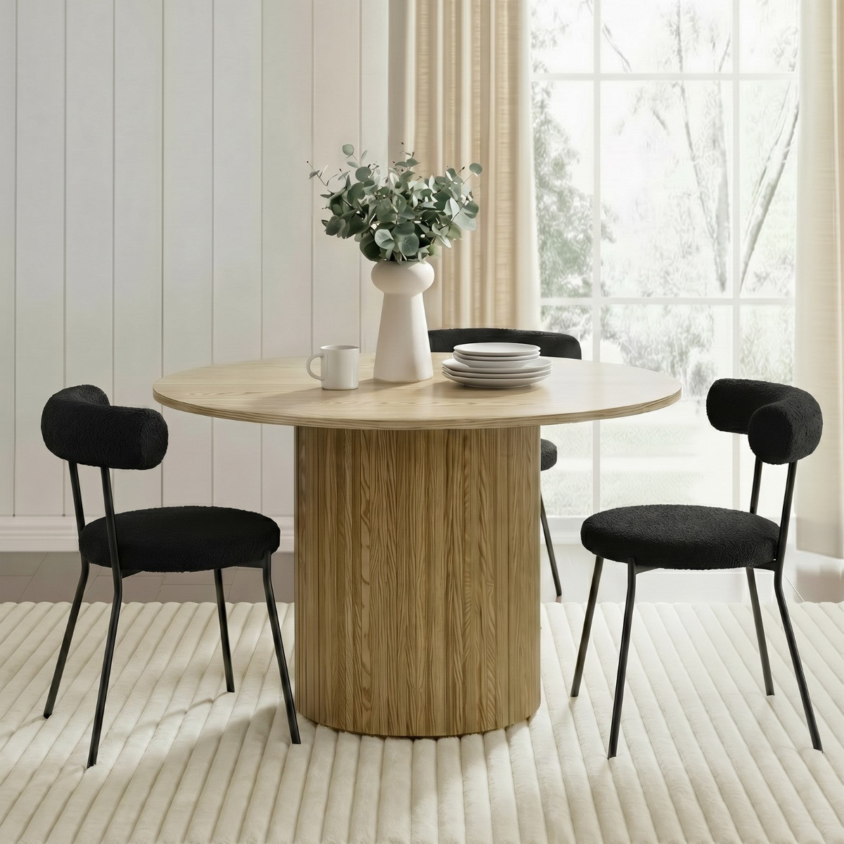 OHS Madison Ribbed Dining Table - Light Wood>