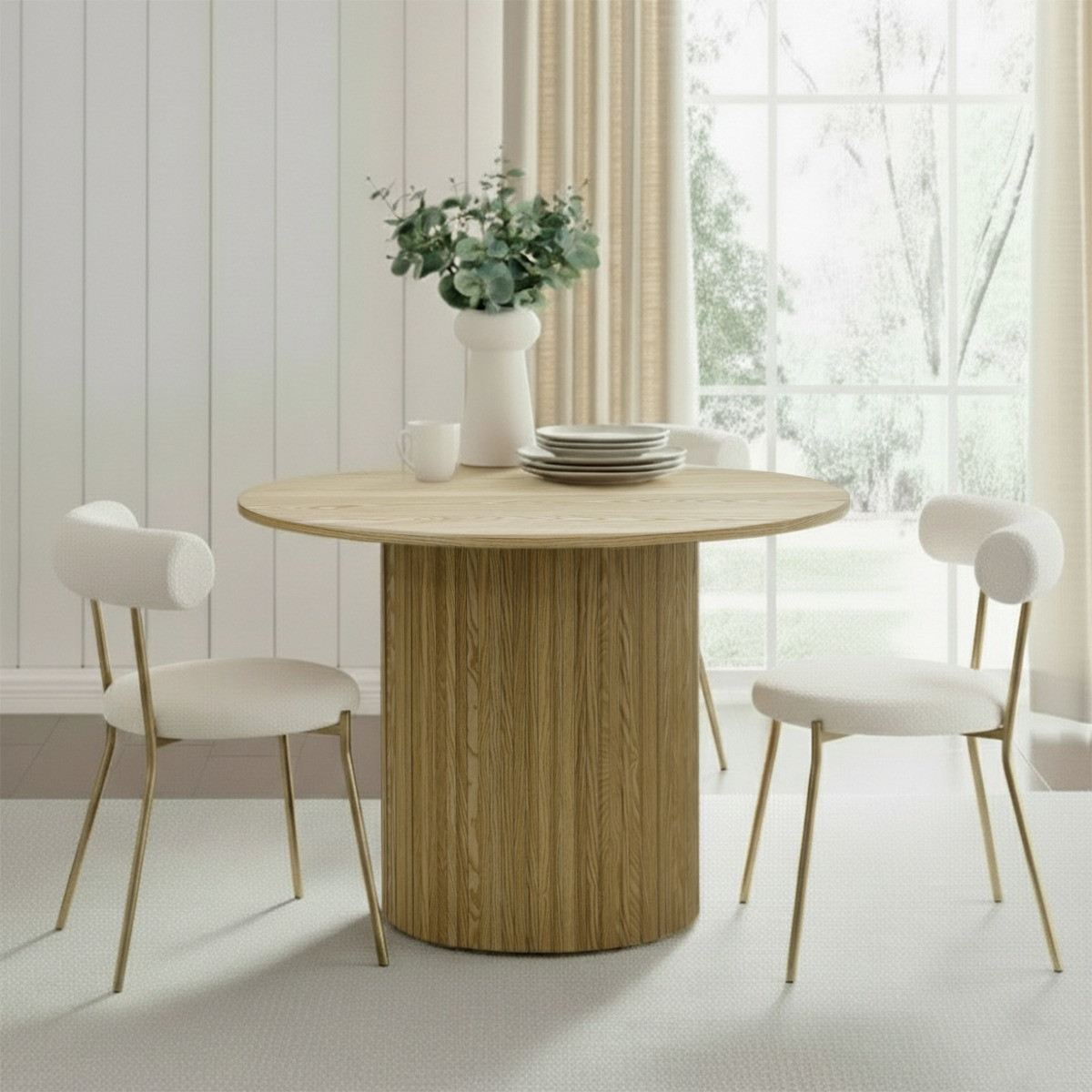 OHS Madison Ribbed Dining Table - Light Wood>