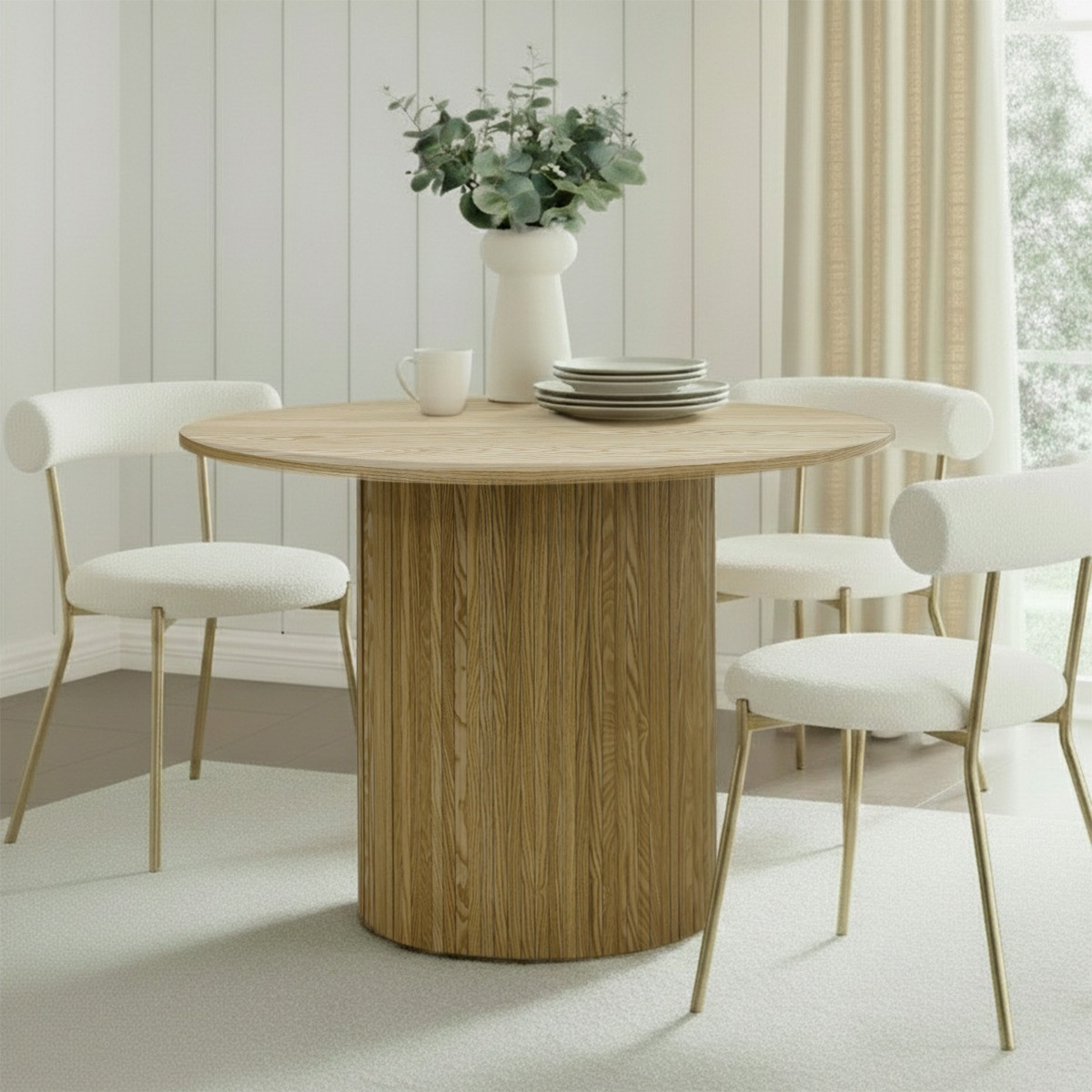 OHS Madison Ribbed Dining Table - Light Wood>