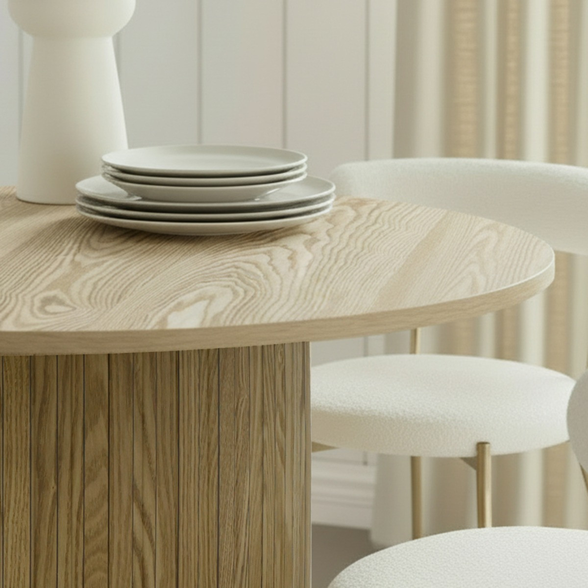 OHS Madison Ribbed Dining Table - Light Wood>
