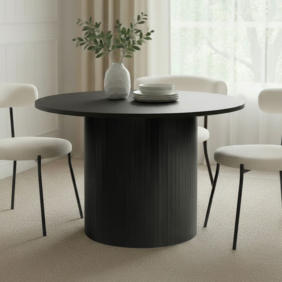 OHS Madison Ribbed Dining Table - Black>