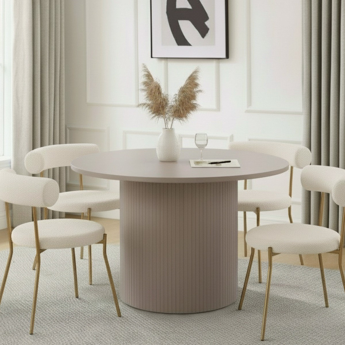 OHS Madison Ribbed Dining Table - Natural>