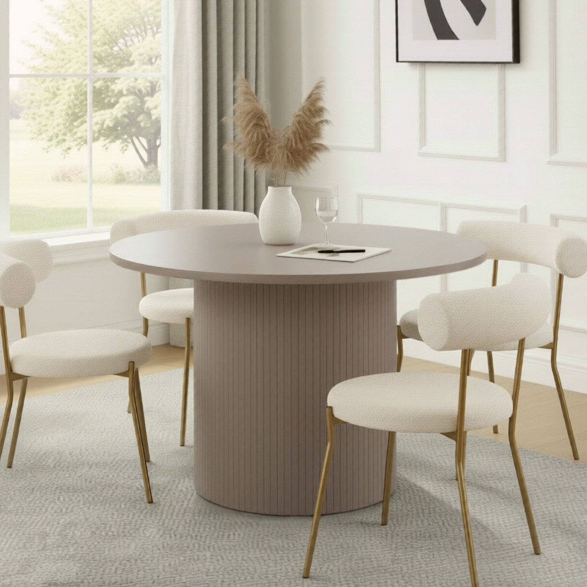 OHS Madison Ribbed Dining Table - Natural>