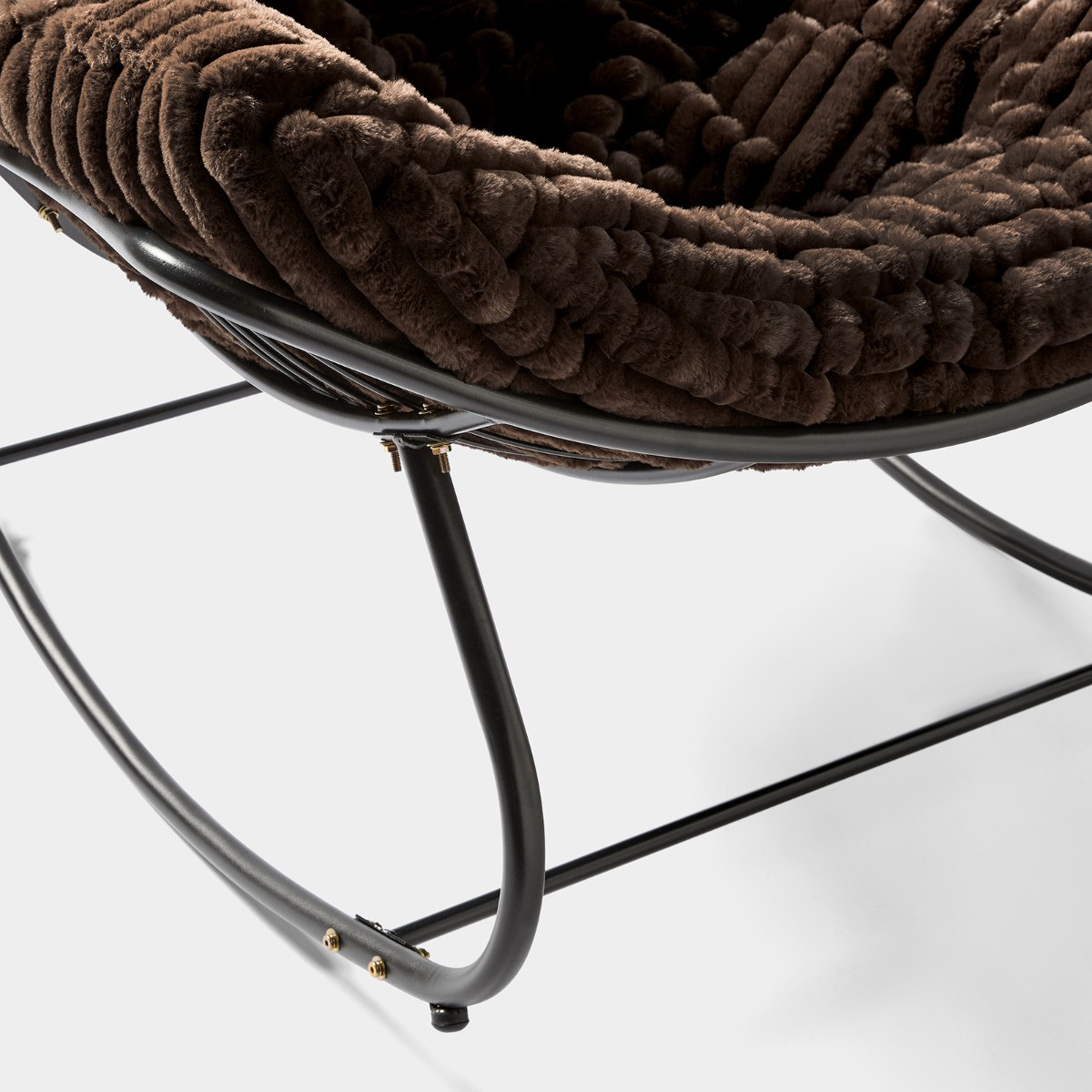 OHS Ribbed Faux Fur Rocking Chair - Chocolate>