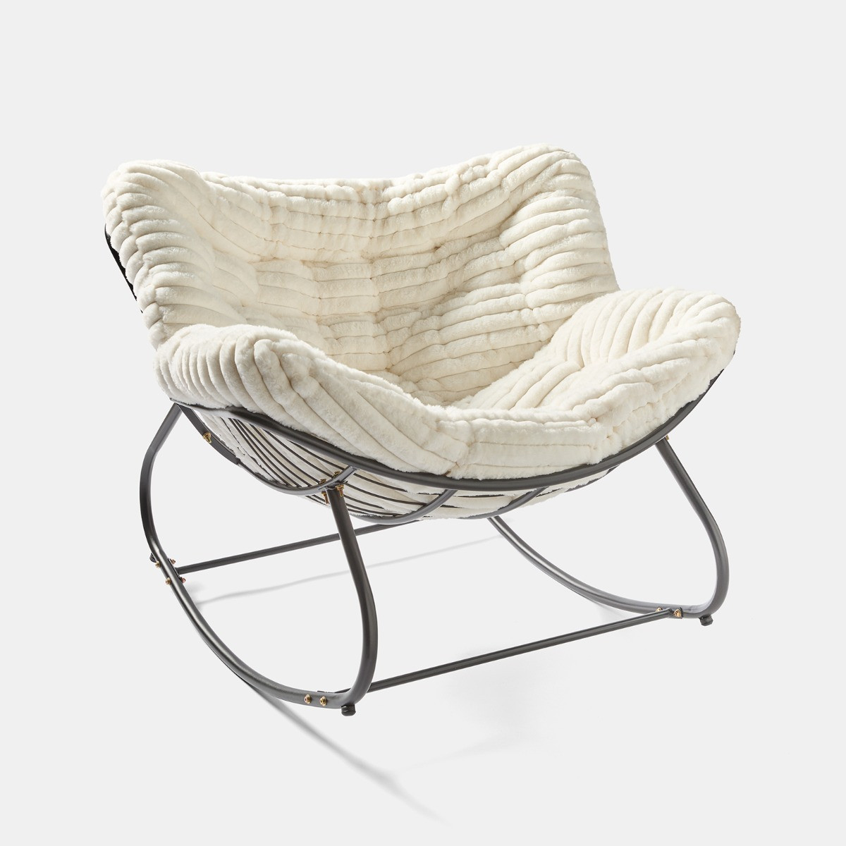 OHS Ribbed Faux Fur Rocking Chair - Cream>
