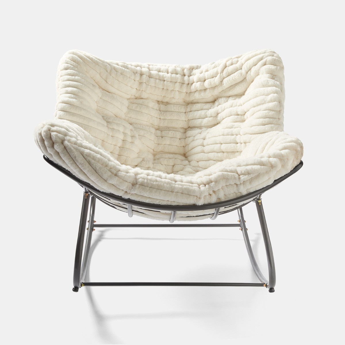 OHS Ribbed Faux Fur Rocking Chair - Cream>