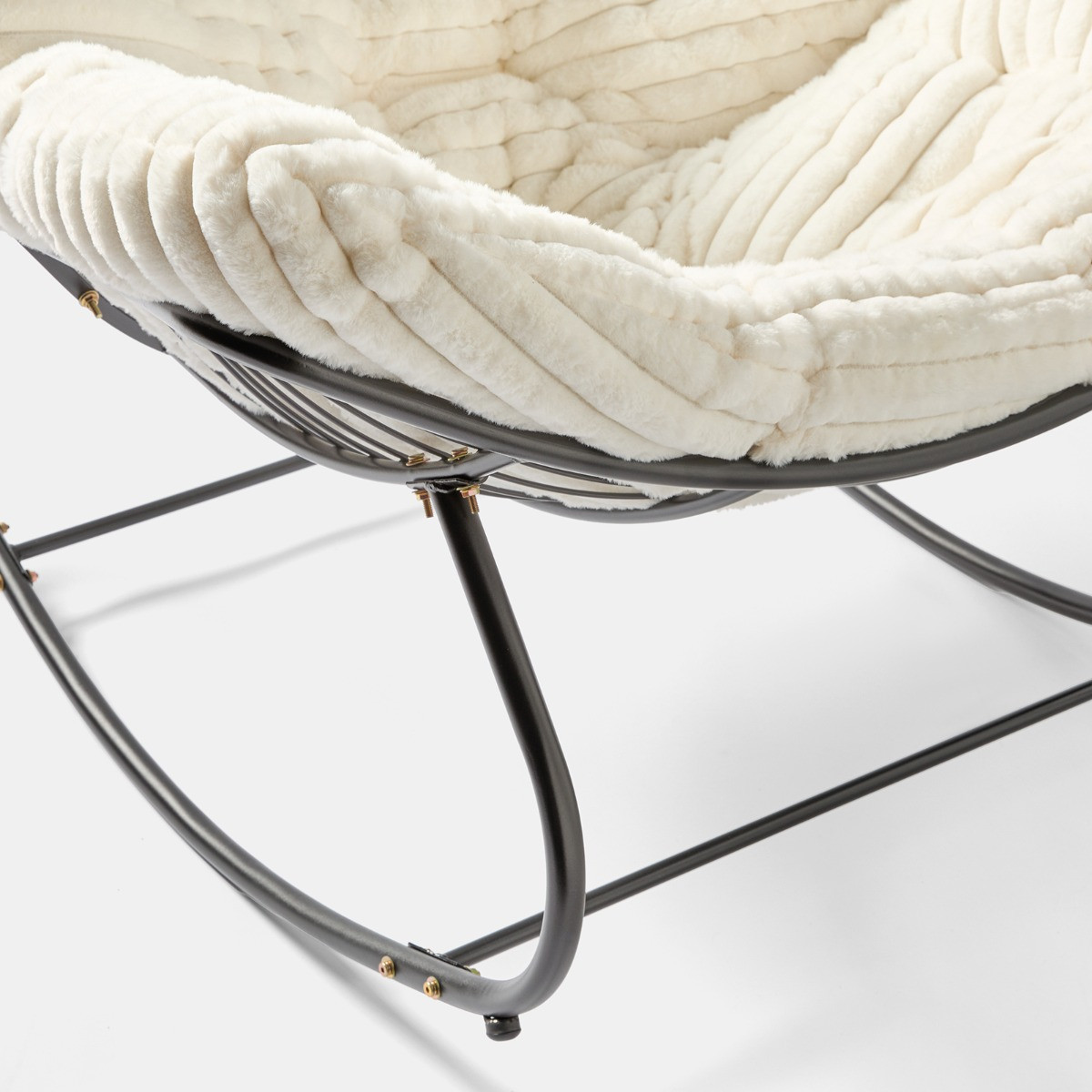 OHS Ribbed Faux Fur Rocking Chair - Cream>