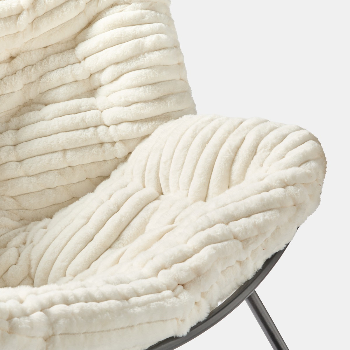 OHS Ribbed Faux Fur Rocking Chair - Cream>