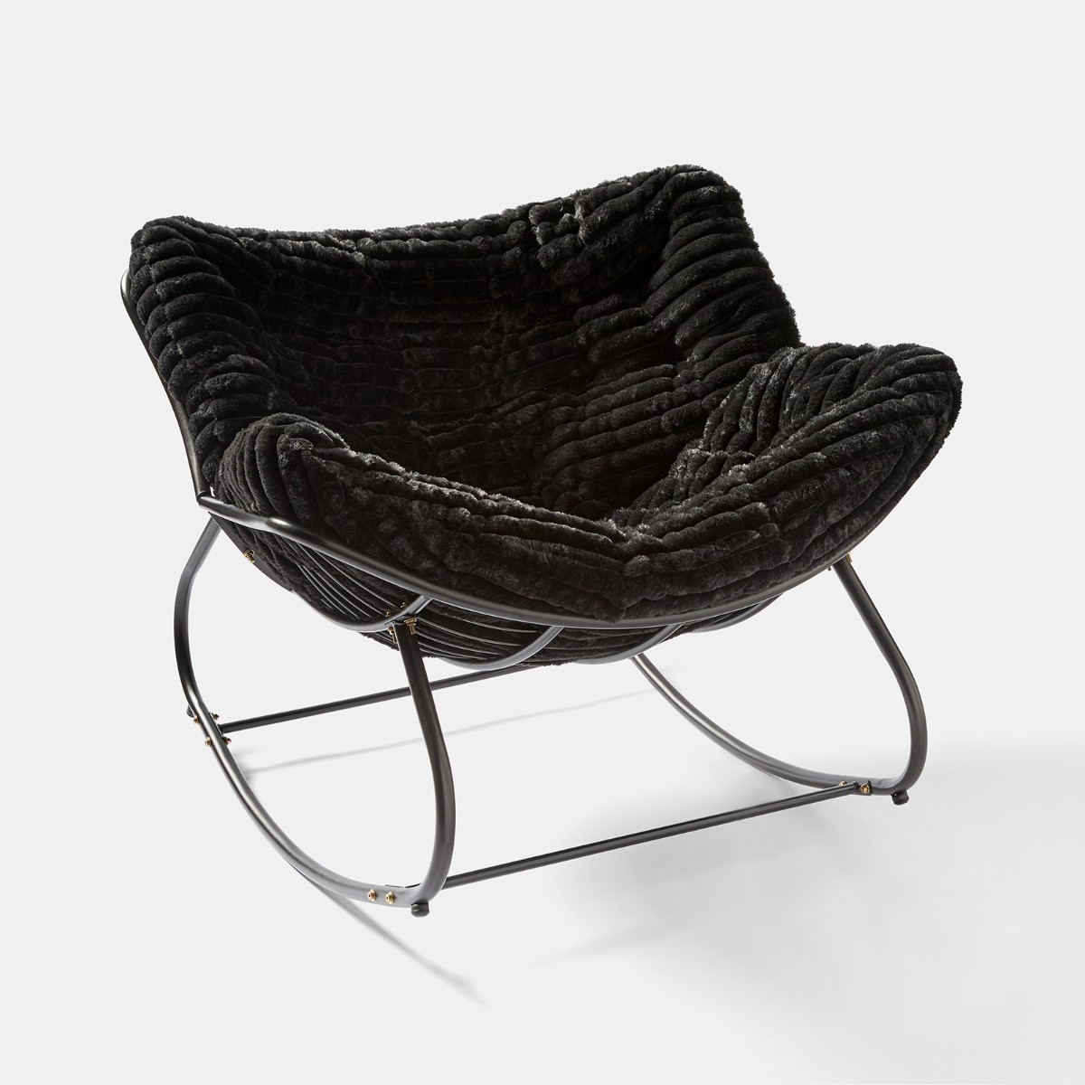 OHS Ribbed Faux Fur Rocking Chair - Black>